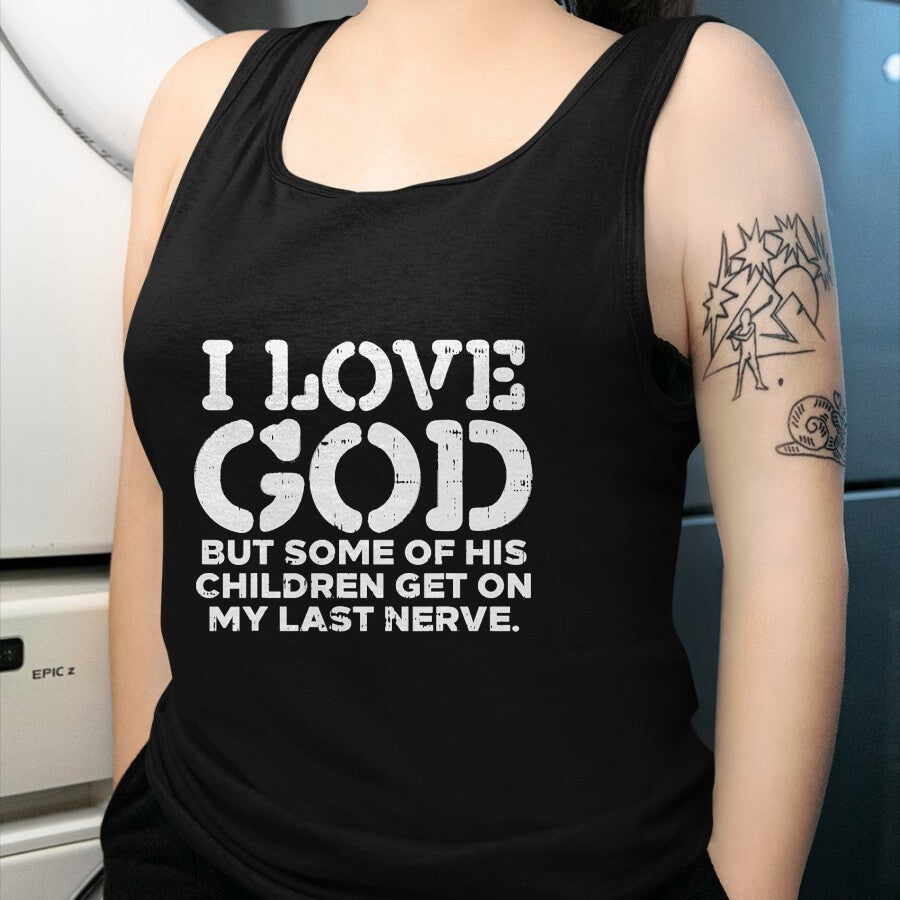 Christian Tee, Christian Faith Unisex T-Shirt/Hoodie/Sweatshirt HLT00 - I Love God But Funny Jesus Christ Religious Christian Gift T-Shirt
