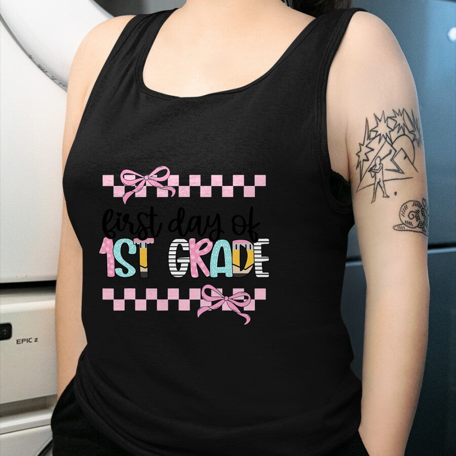 Best Student Shirt, Funny Back To School UnisexT-Shirt/Hoodie/Sweatshirt HLT00 - First Day of 1st Grade Teacher Girl Coquette Back to School T-Shirt