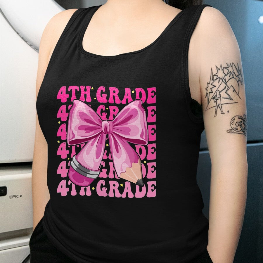 Best Student Shirt, Funny Back To School UnisexT-Shirt/Hoodie/Sweatshirt HLT00 - First Day of 4th Grade Girls Coquette Bow Back to School T-Shirt, Men, Black, 3X-Large