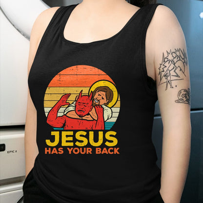 Christian Tee, Christian Faith Unisex T-Shirt/Hoodie/Sweatshirt HLT00 - Jesus Has Your Back Jiu Jitsu Retro Christian Men Women Kids T-Shirt