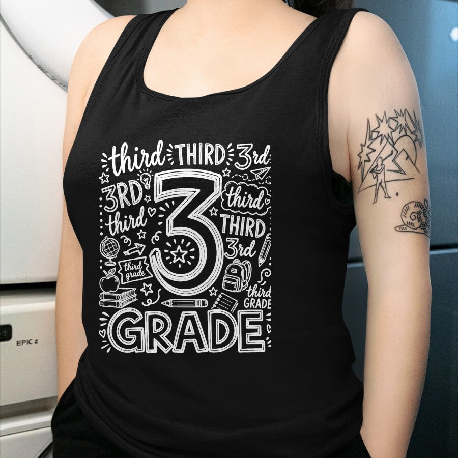 Best Student Shirt, Funny Back To School UnisexT-Shirt/Hoodie/Sweatshirt HLT00 - 3rd Grade Typography Team Third Grade Teacher Back to School T-Shirt, Men, Black, 3X-Large