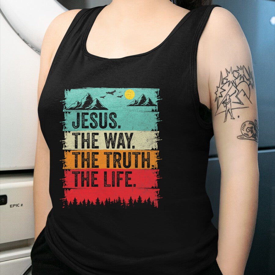 Christian Tee, Christian Faith Unisex T-Shirt/Hoodie/Sweatshirt HLT00 - Jesus The Way Truth Life Women Men Kids Christian Worship T-Shirt (1)