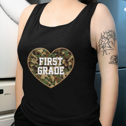 Best Student Shirt, Funny Back To School UnisexT-Shirt/Hoodie/Sweatshirt HLT00 - Back to School Ready to First Grade Heart Camo for Kids Teen T-Shirt