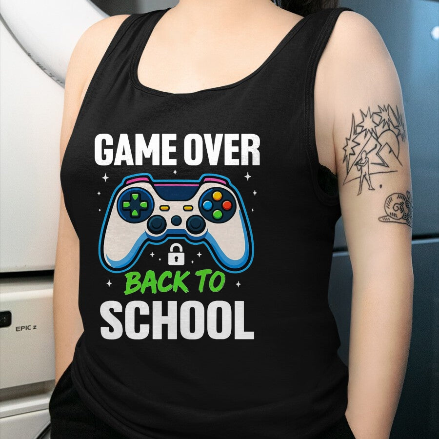 Best Student Shirt, Funny Back To School UnisexT-Shirt/Hoodie/Sweatshirt HLT00 - Game Over Back to School Shirt Funny Kids First Day School T-Shirt, Men, Black, 3X-Large
