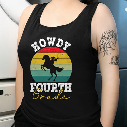 Best Student Shirt, Funny Back To School UnisexT-Shirt/Hoodie/Sweatshirt HLT00 - Howdy 4th Grade Cowboy Western Back To School Fourth Grade T-Shirt
