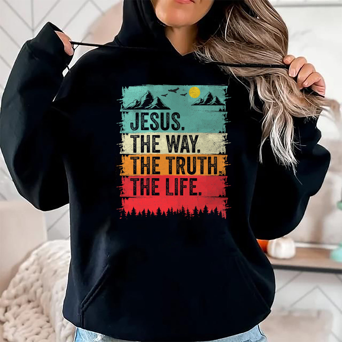 Christian Tee, Christian Faith Unisex T-Shirt/Hoodie/Sweatshirt HLT00 - Jesus The Way Truth Life Women Men Kids Christian Worship T-Shirt (1)