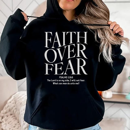 Christian Tee, Christian Faith Unisex T-Shirt/Hoodie/Sweatshirt HLT00 - Faith Over Fear Christian (on back) T-Shirt (1)