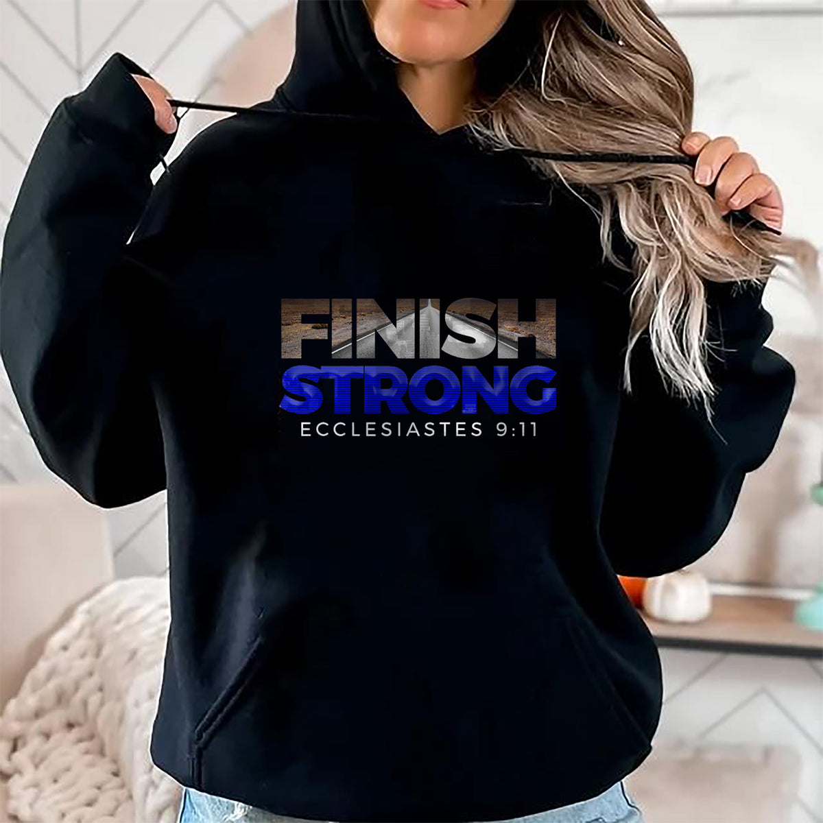 Christian Tee, Christian Faith Unisex T-Shirt/Hoodie/Sweatshirt HLT00 - Finish Strong Christian Jesus Apparel T Shirt Gift Blue T-Shirt