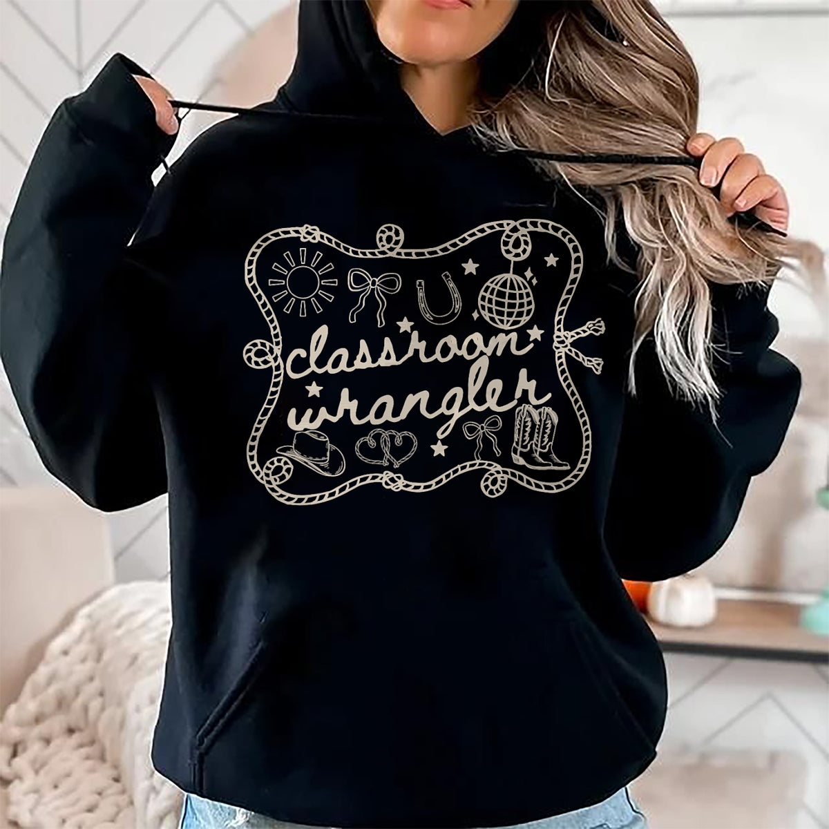 Best Student Shirt, Funny Back To School UnisexT-Shirt/Hoodie/Sweatshirt HLT00 - Classroom Wrangler Teacher Western Cowboy Back to School T-Shirt