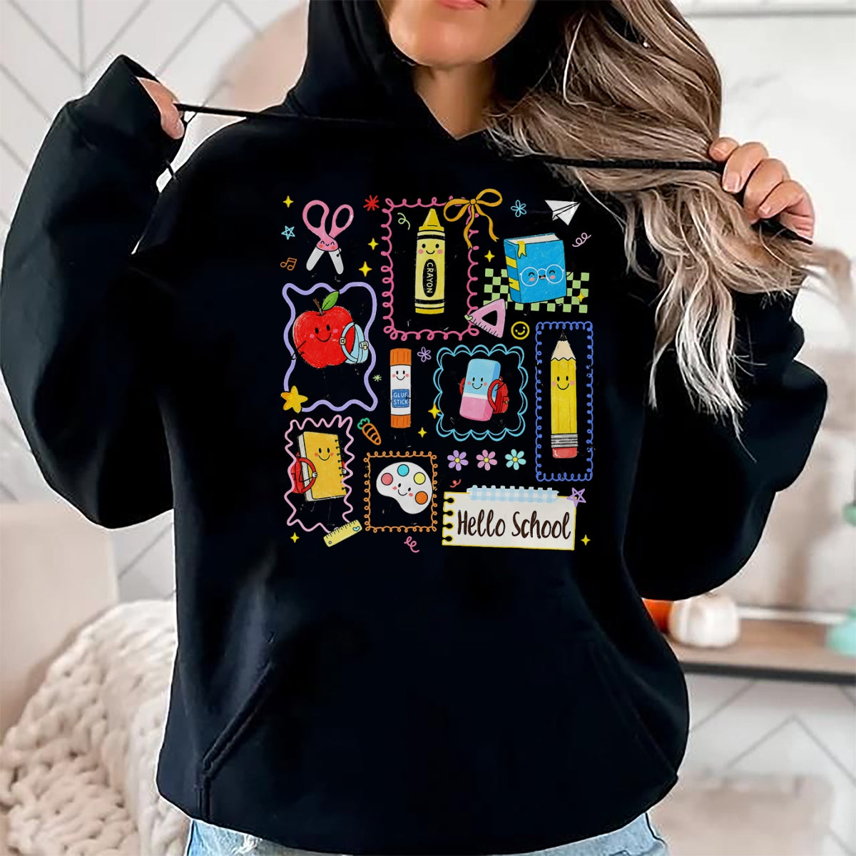 Best Student Shirt, Funny Back To School UnisexT-Shirt/Hoodie/Sweatshirt HLT00 - Back to School Hello School Cute Apple Crayon Boy Girl Kid T-Shirt