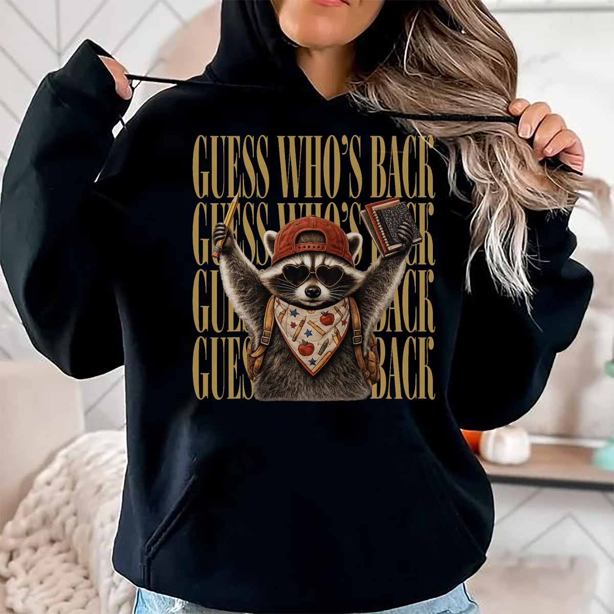 Best Student Shirt, Funny Back To School UnisexT-Shirt/Hoodie/Sweatshirt HLT00 - Guess Who_s Back Funny Feral Raccoon Teacher Back to School T-Shirt