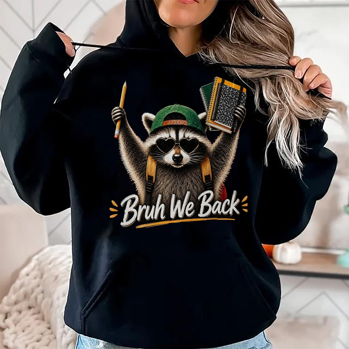 Best Student Shirt, Funny Back To School UnisexT-Shirt/Hoodie/Sweatshirt HLT00 - Funny Back to School Raccoon Bruh We Back for Boys Girls T-Shirt, Men, Black, 3X-Large