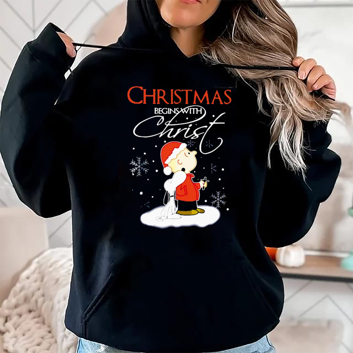 Christian Tee, Christian Faith Unisex T-Shirt/Hoodie/Sweatshirt HLT00 - Christmas Begins With Christ Xmas Gift Holiday costume T-Shirt