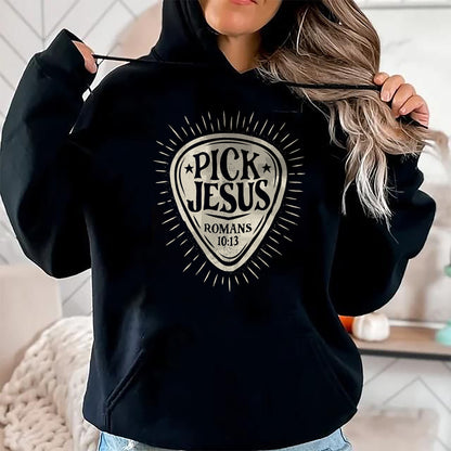 Christian Tee, Christian Faith Unisex T-Shirt/Hoodie/Sweatshirt HLT00 - Guitar Pick Jesus Christian Music Guitarist Pastor Retro T-Shirt