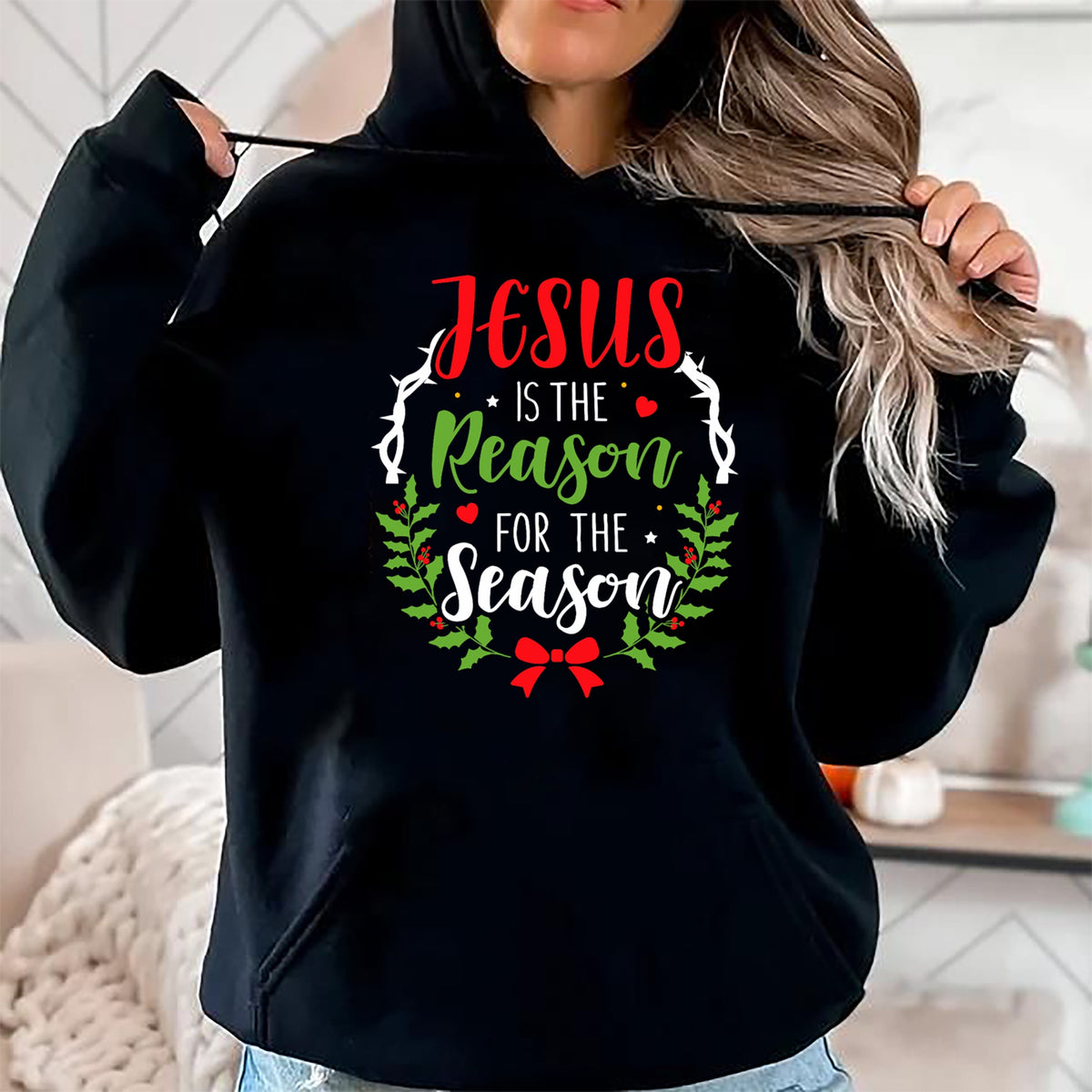 Christian Tee, Christian Faith Unisex T-Shirt/Hoodie/Sweatshirt HLT00 - Jesus is the reason for the season christian christmas T-Shirt (1)