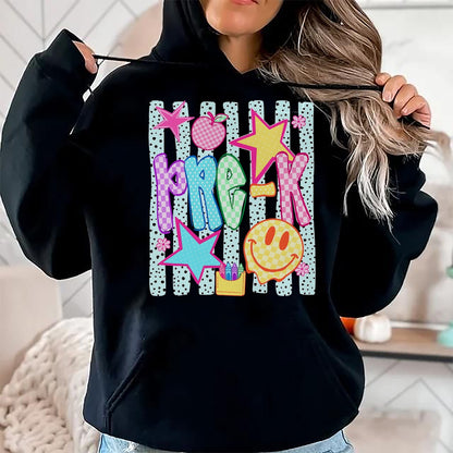 Best Student Shirt, Funny Back To School UnisexT-Shirt/Hoodie/Sweatshirt HLT00 - Back to School Colorful Pre K Checkered Girl Teacher T-Shirt