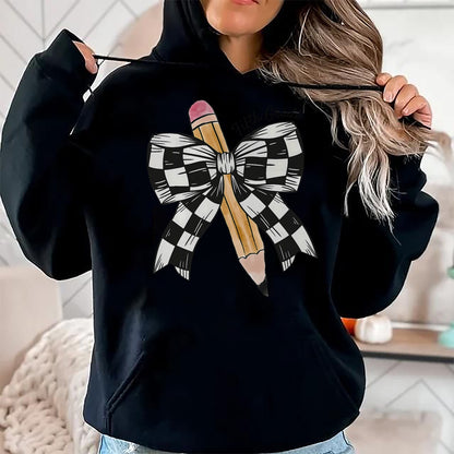 Best Student Shirt, Funny Back To School UnisexT-Shirt/Hoodie/Sweatshirt HLT00 - Back to School Hello Fifth Grade Teacher Coquette Pencil Bow T-Shirt