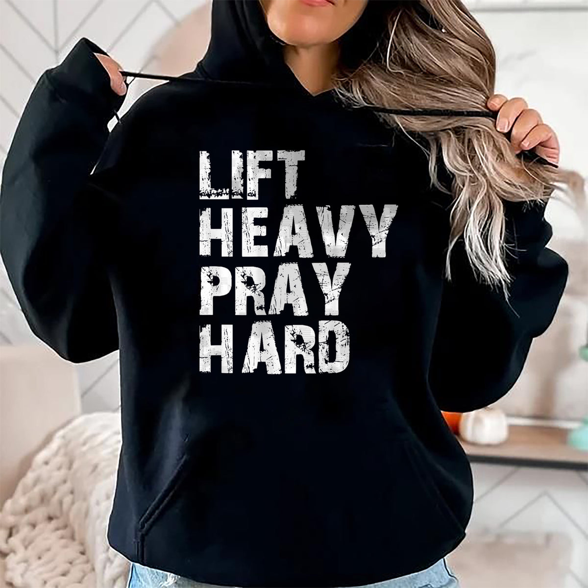 Christian Tee, Christian Faith Unisex T-Shirt/Hoodie/Sweatshirt HLT00 - Lift Heavy Pray Hard, Gym Christian Gift For Christian T-Shirt