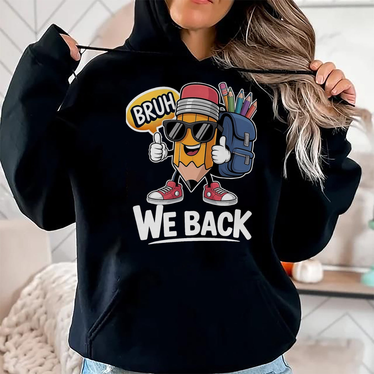 Best Student Shirt, Funny Back To School UnisexT-Shirt/Hoodie/Sweatshirt HLT00 - Bruh We Back Cute Pencil Teacher Student Boys Back to School T-Shirt, Men, Black, 3X-Large