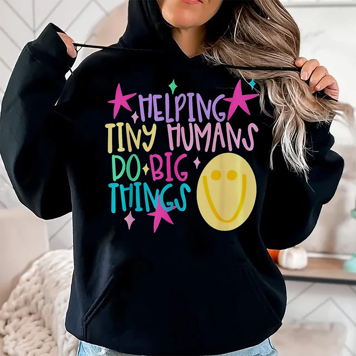 Best Student Shirt, Funny Back To School UnisexT-Shirt/Hoodie/Sweatshirt HLT00 - Helping Tiny Humans Do Big Things Teacher Back to School T-Shirt, Women, Royal Blue, XX-Large