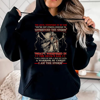 Christian Tee, Christian Faith Unisex T-Shirt/Hoodie/Sweatshirt HLT00 - Knight Templar I Am The Storm For Men Christ Gift Long Sleeve T-Shirt