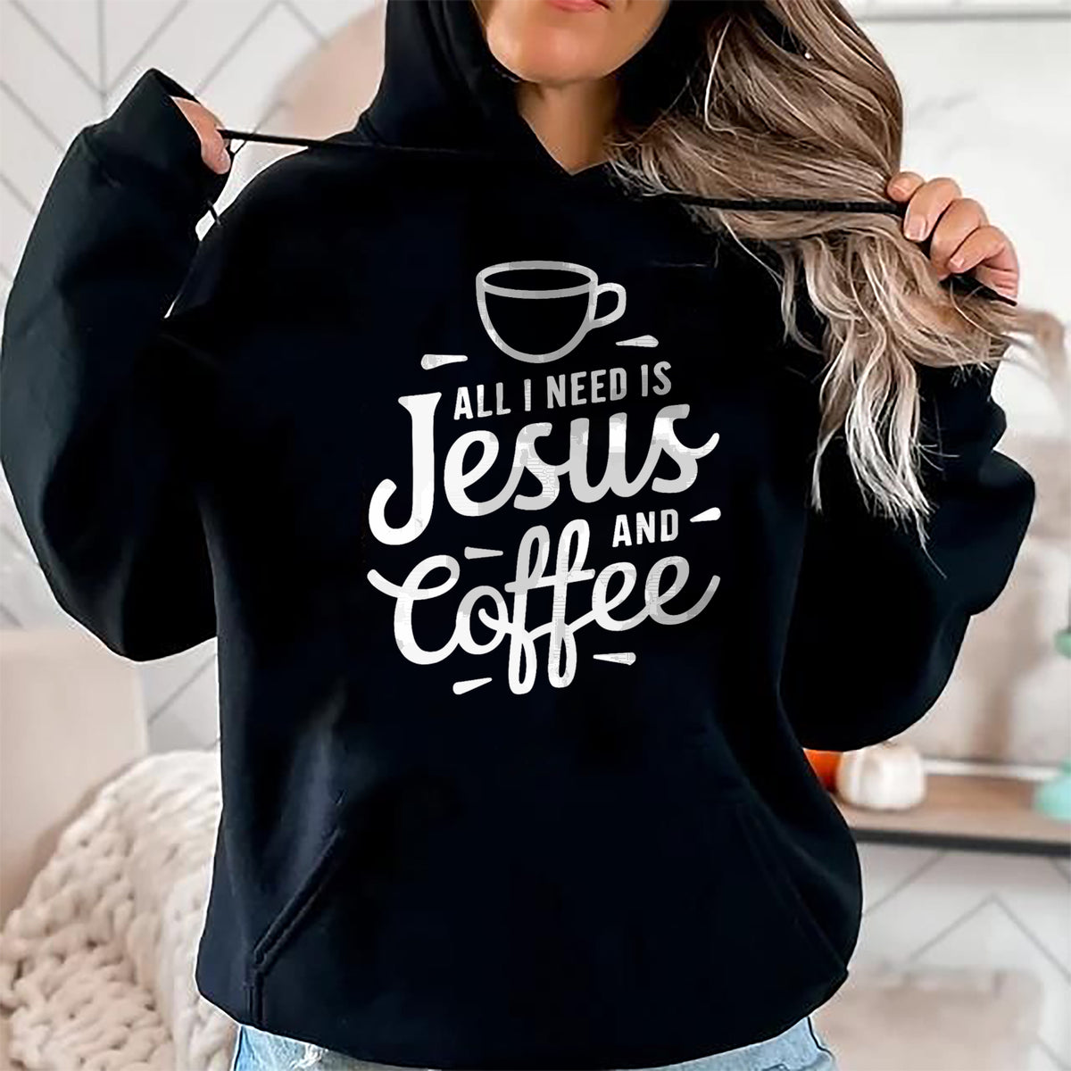 Christian Tee, Christian Faith Unisex T-Shirt/Hoodie/Sweatshirt HLT00 -  All I Need Is Jesus And Coffee Shirt Men Women Religious T-Shirt