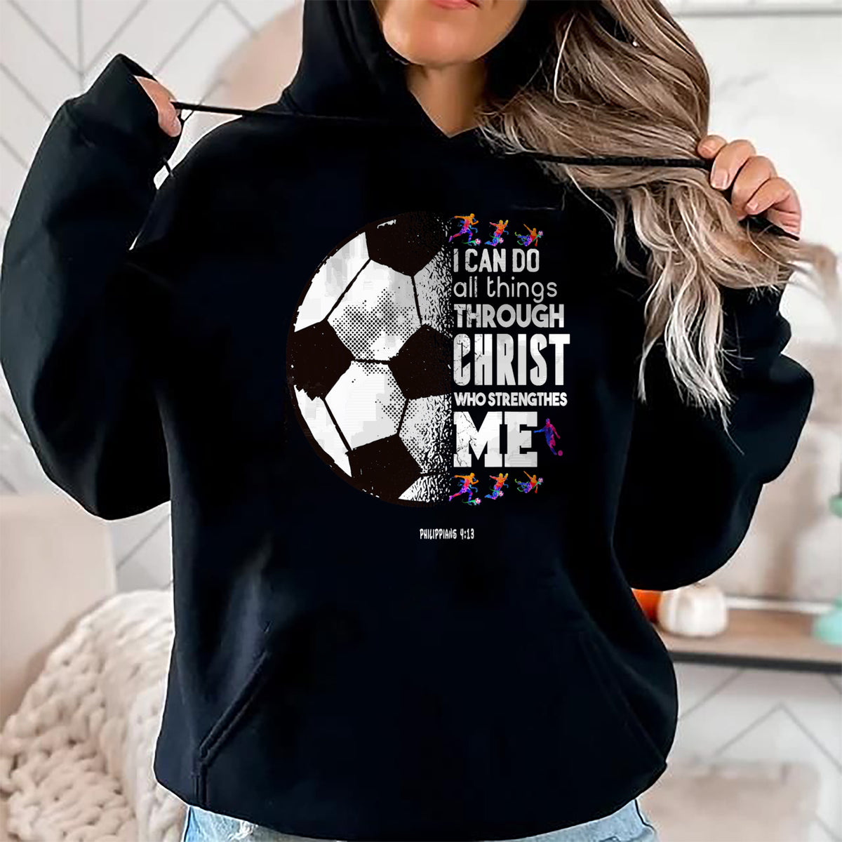 Christian Tee, Christian Faith Unisex T-Shirt/Hoodie/Sweatshirt HLT00 - Christian Soccer I Can Do All Things Through Christ T-Shirt