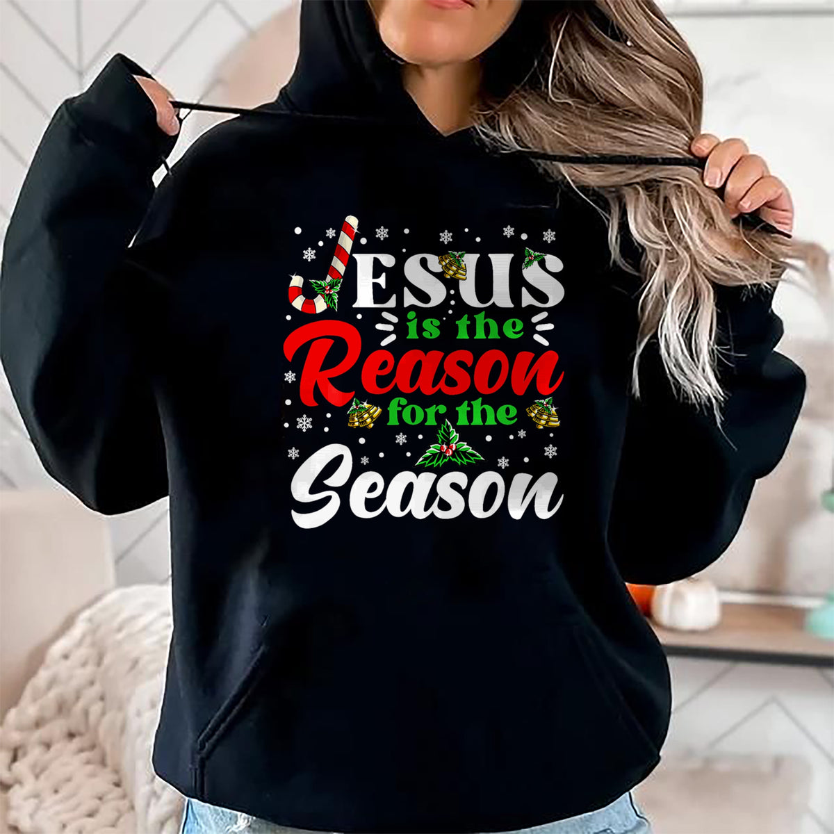 Christian Tee, Christian Faith Unisex T-Shirt/Hoodie/Sweatshirt HLT00 - Jesus Is The Reason For The Season Christmas X Mas Christian T-Shirt