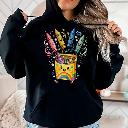 Best Student Shirt, Funny Back To School UnisexT-Shirt/Hoodie/Sweatshirt HLT00 - Cute Crayon Box Back to School Teacher Preschool Classroom T-Shirt