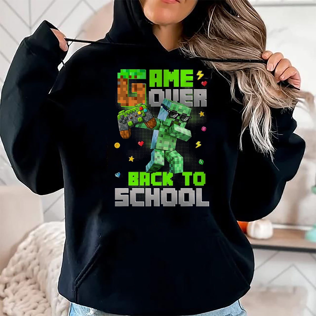 Best Student Shirt, Funny Back To School UnisexT-Shirt/Hoodie/Sweatshirt HLT00 - Game Over Back to School Funny Bruh We Back Kids Boy Gaming T-Shirt, Men, Black, 3X-Large
