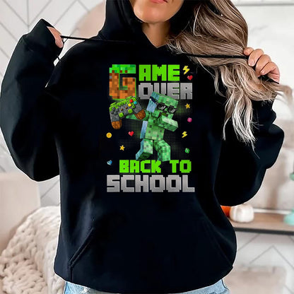 Best Student Shirt, Funny Back To School UnisexT-Shirt/Hoodie/Sweatshirt HLT00 - Game Over Back to School Funny Bruh We Back Kids Boy Gaming T-Shirt, Men, Black, 3X-Large