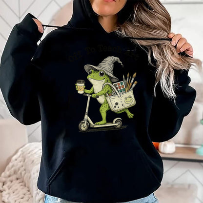 Best Student Shirt, Funny Back To School UnisexT-Shirt/Hoodie/Sweatshirt HLT00 - Frog Art Teacher Off to Teach Creative Classroom Painting T-Shirt