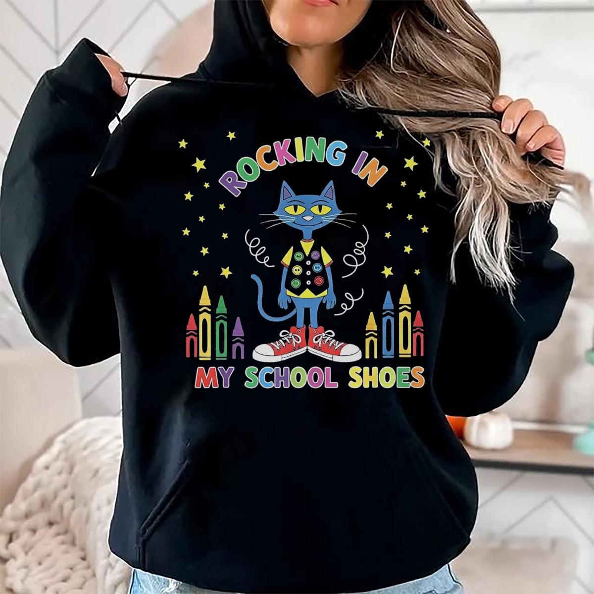 Best Student Shirt, Funny Back To School UnisexT-Shirt/Hoodie/Sweatshirt HLT00 - Cat Rocking in My School Shoes Funny Back to School T-Shirt, Youth, Black, Small