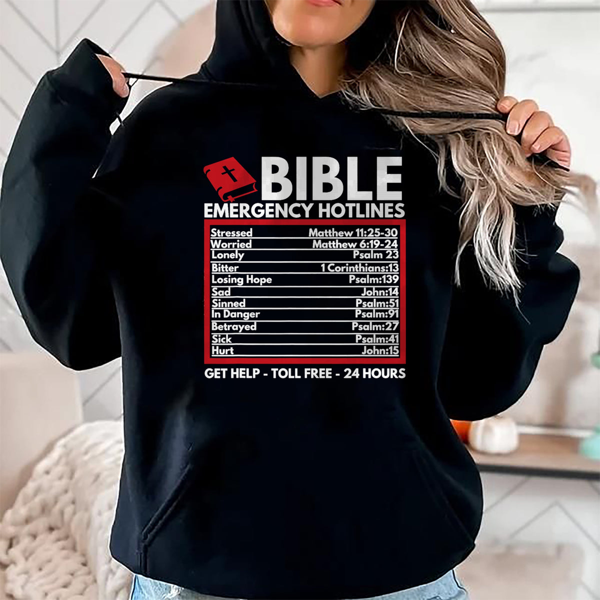 Christian Tee, Christian Faith Unisex T-Shirt/Hoodie/Sweatshirt HLT00 -  Bible Emergency Numbers - Funny Christian Bible & Jesus T-Shirt