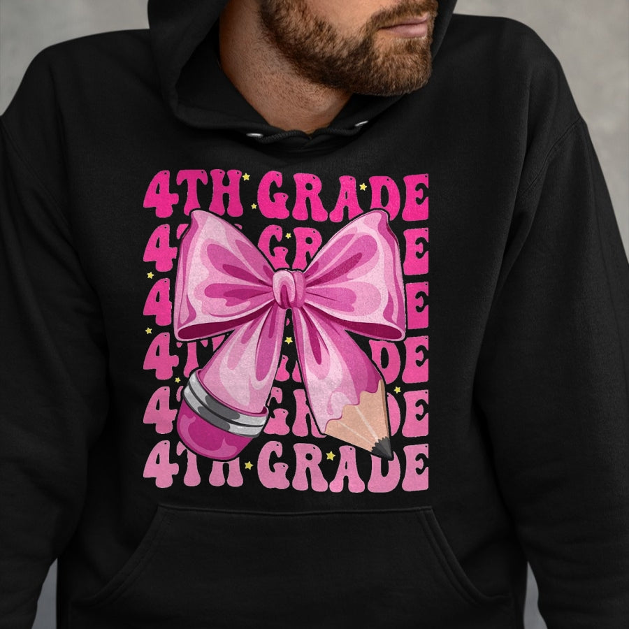 Best Student Shirt, Funny Back To School UnisexT-Shirt/Hoodie/Sweatshirt HLT00 - First Day of 4th Grade Girls Coquette Bow Back to School T-Shirt, Men, Black, 3X-Large