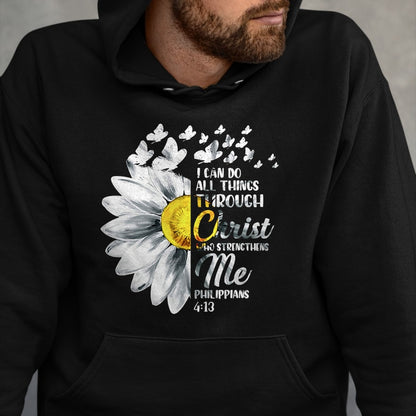 Christian Tee, Christian Faith Unisex T-Shirt/Hoodie/Sweatshirt HLT00 - I Can Do All Things Through Christ - Daisy Flower Religious T-Shirtrist - Christian Gift T-Shirt T-Shirt (Copy)