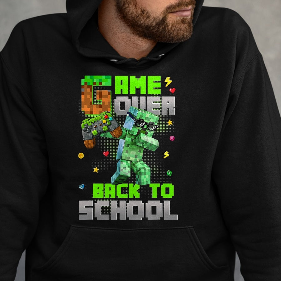 Best Student Shirt, Funny Back To School UnisexT-Shirt/Hoodie/Sweatshirt HLT00 - Game Over Back to School Funny Bruh We Back Kids Boy Gaming T-Shirt, Men, Black, 3X-Large