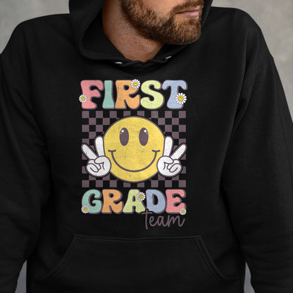 Best Student Shirt, Funny Back To School UnisexT-Shirt/Hoodie/Sweatshirt HLT00 - First Grade Team Smile Face 1st Grade Back to School T-Shirt