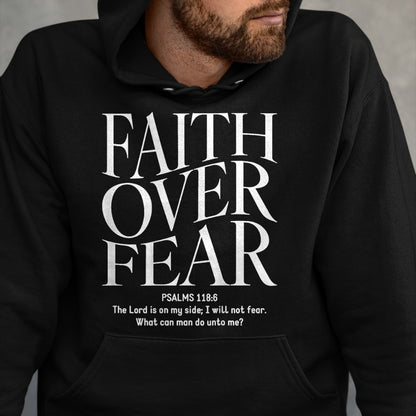 Christian Tee, Christian Faith Unisex T-Shirt/Hoodie/Sweatshirt HLT00 - Faith Over Fear Christian (on back) T-Shirt (1)