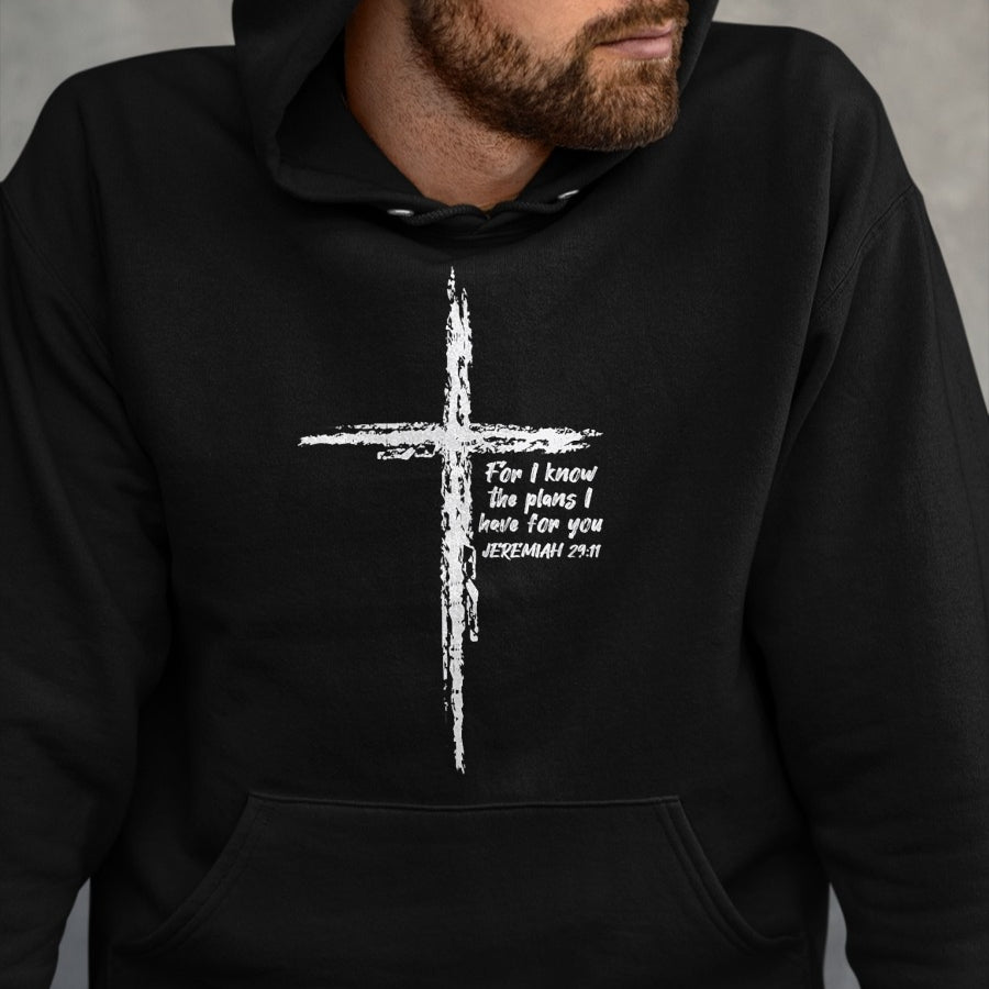 Christian Tee, Christian Faith Unisex T-Shirt/Hoodie/Sweatshirt HLT00 - Cross I Know The Plans Verse Bible Jesus God Christian Gift T-Shirt