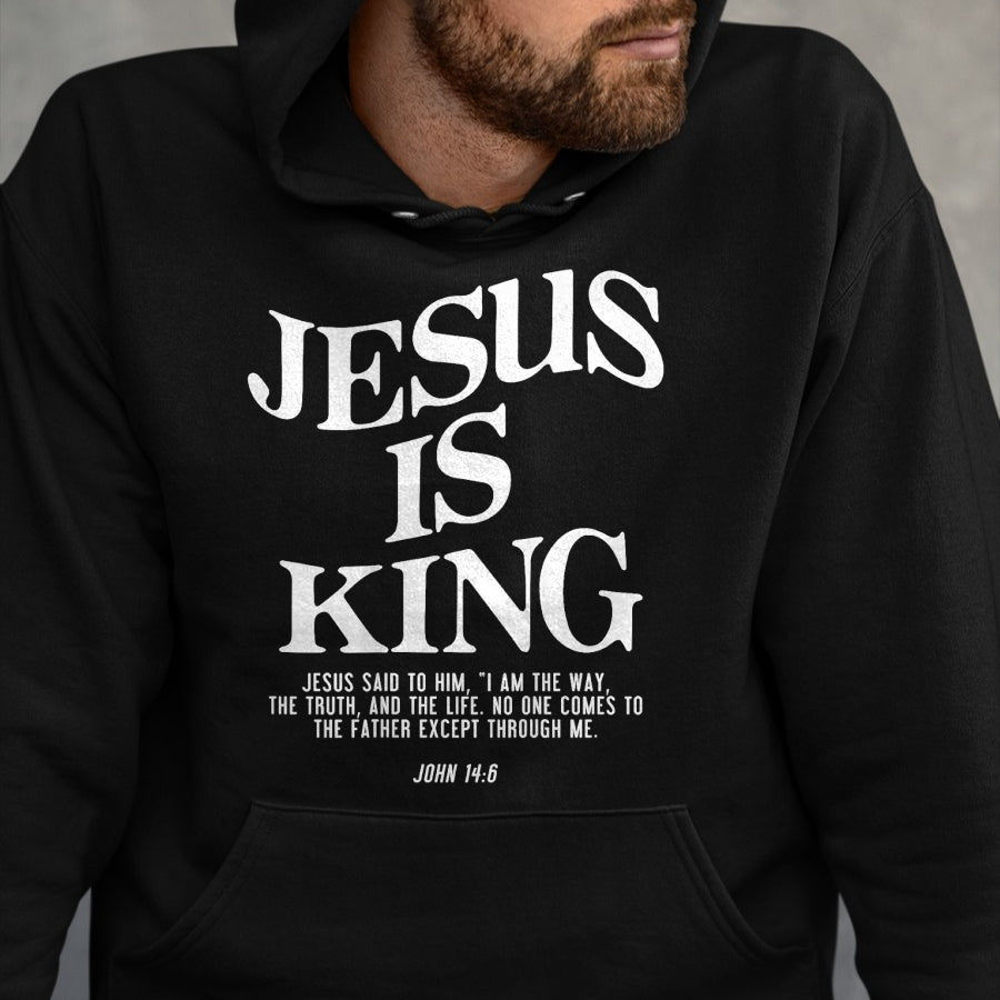 Christian Tee, Christian Faith Unisex T-Shirt/Hoodie/Sweatshirt HLT00 - Jesus Is King Jesus John 146 Costume Christian (On Back) T-Shirt