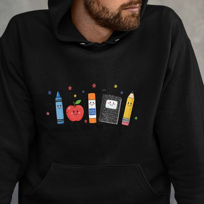 Best Student Shirt, Funny Back To School UnisexT-Shirt/Hoodie/Sweatshirt HLT00 - Funny Teacher Back to School Crayon Apple Pencil Notebook T-Shirt