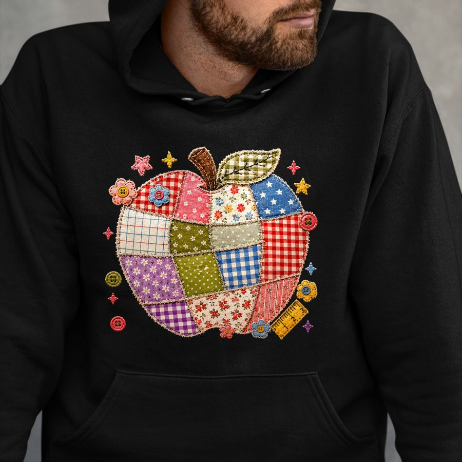 Best Student Shirt, Funny Back To School UnisexT-Shirt/Hoodie/Sweatshirt HLT00 - Cute Patchwork Preppy Apples Back to School Teacher Student T-Shirt (2)