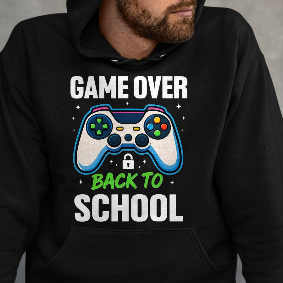 Best Student Shirt, Funny Back To School UnisexT-Shirt/Hoodie/Sweatshirt HLT00 - Game Over Back to School Shirt Funny Kids First Day School T-Shirt, Men, Black, 3X-Large