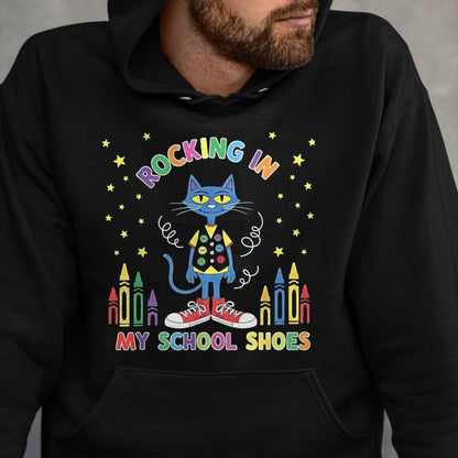 Best Student Shirt, Funny Back To School UnisexT-Shirt/Hoodie/Sweatshirt HLT00 - Cat Rocking in My School Shoes Funny Back to School T-Shirt, Youth, Black, Small