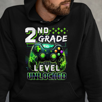 Best Student Shirt, Funny Back To School UnisexT-Shirt/Hoodie/Sweatshirt HLT00 - Back to School 2nd Grade Boys Gamer First Day School Level T-Shirt, Men, Black, 3X-Large