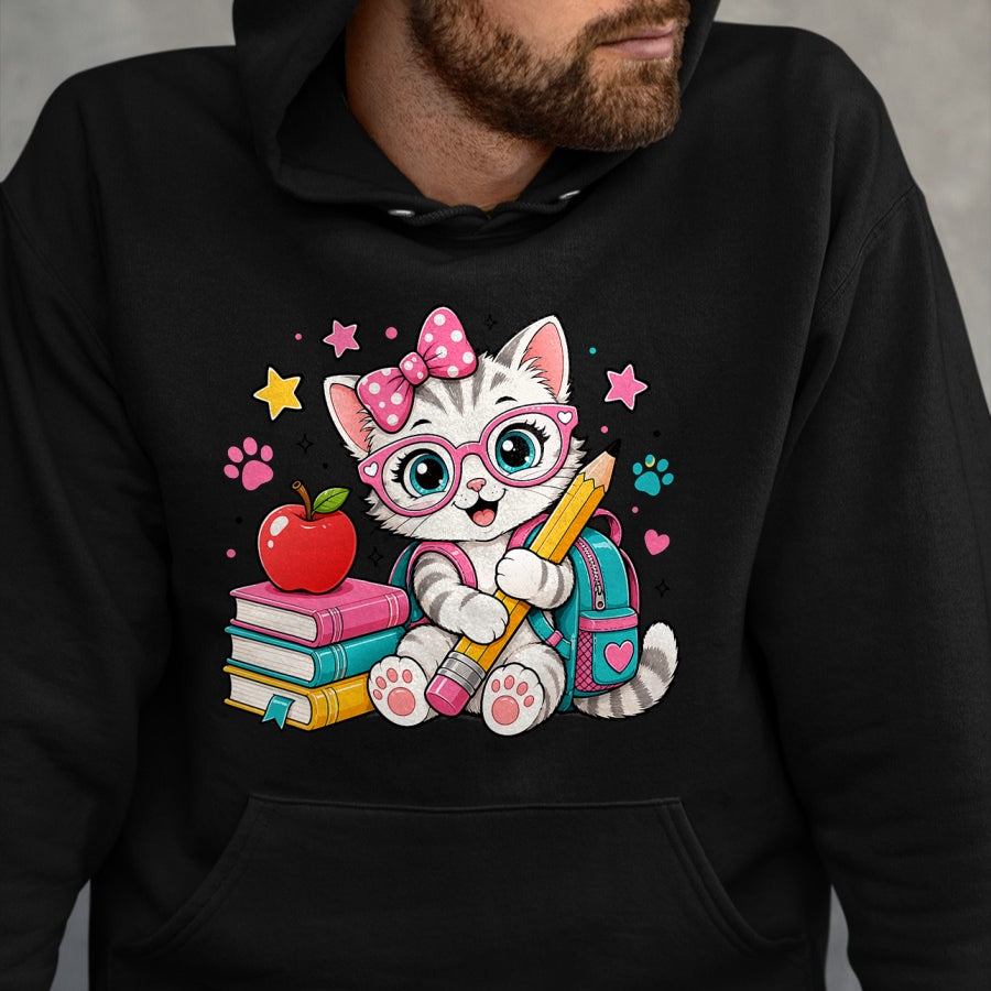 Best Student Shirt, Funny Back To School UnisexT-Shirt/Hoodie/Sweatshirt HLT00 - Cute Kitten Back to School Girl Cat Student T-Shirt