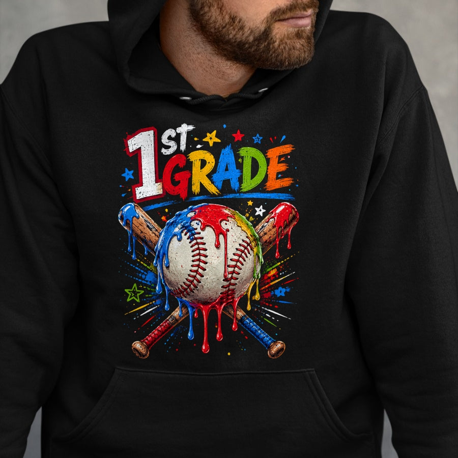 Best Student Shirt, Funny Back To School UnisexT-Shirt/Hoodie/Sweatshirt HLT00 - 1st Grade Back to School Baseball drip ice Cream T-Shirt