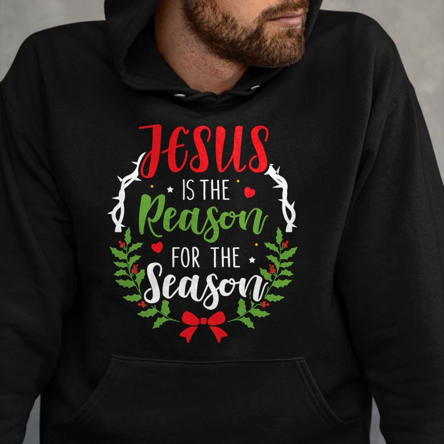 Christian Tee, Christian Faith Unisex T-Shirt/Hoodie/Sweatshirt HLT00 - Jesus is the reason for the season christian christmas Long Sleeve T-Shirt (1)