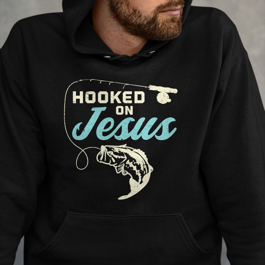 Christian Tee, Christian Faith Unisex T-Shirt/Hoodie/Sweatshirt HLT00 - Hook On Jesus Bass Fishing Christian Religious God Gift T-Shirt